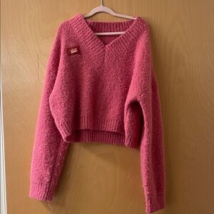 Cozy Pink V-Neck Sweater